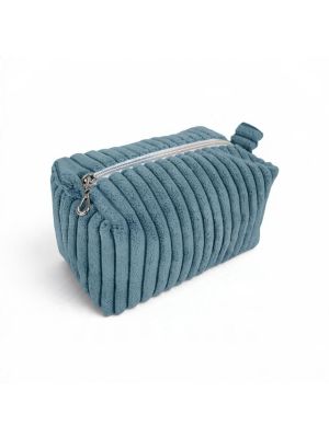 Niebieskoszara kosmetyczka Lumi Mini z zamkiem i bocznymi materiałowymi pętelkami.