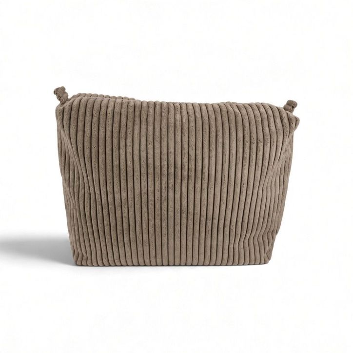 Kosmetyczka sztruksowa Lumi Maxi taupe z tęczowym zamkiem Kosmetyczka sztruksowa Lumi Maxi taupe z tęczowym zamkiem