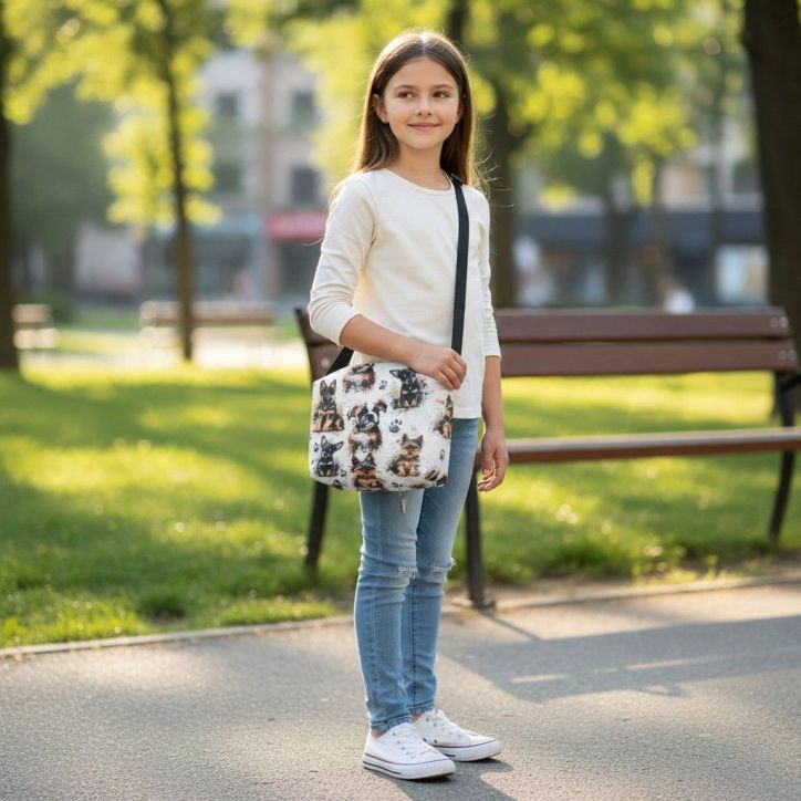 Torebka dziecięca na ramię Tobi z motywem różnych ras psów Torebka dziecięca na ramię Tobi z motywem różnych ras psów