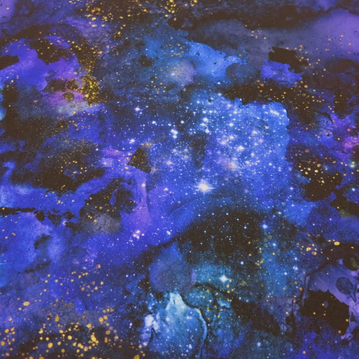Materiał Wodoodporny - Kosmos fioletowo niebieski